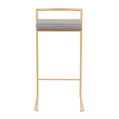Fuji Barstool gold frame with gray upholstered seat from Unique Piece Furniture on Tampa Home & Garden Store