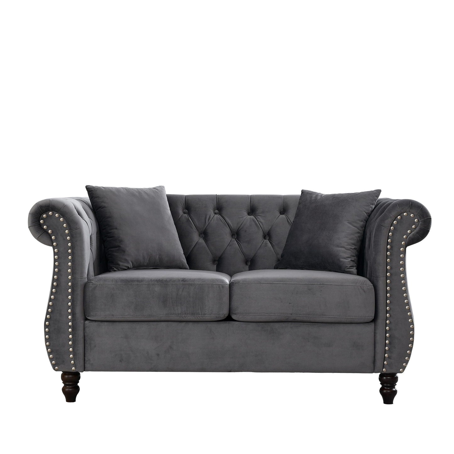 Chesterfield Sofa With Nailhead Trim and Cushions