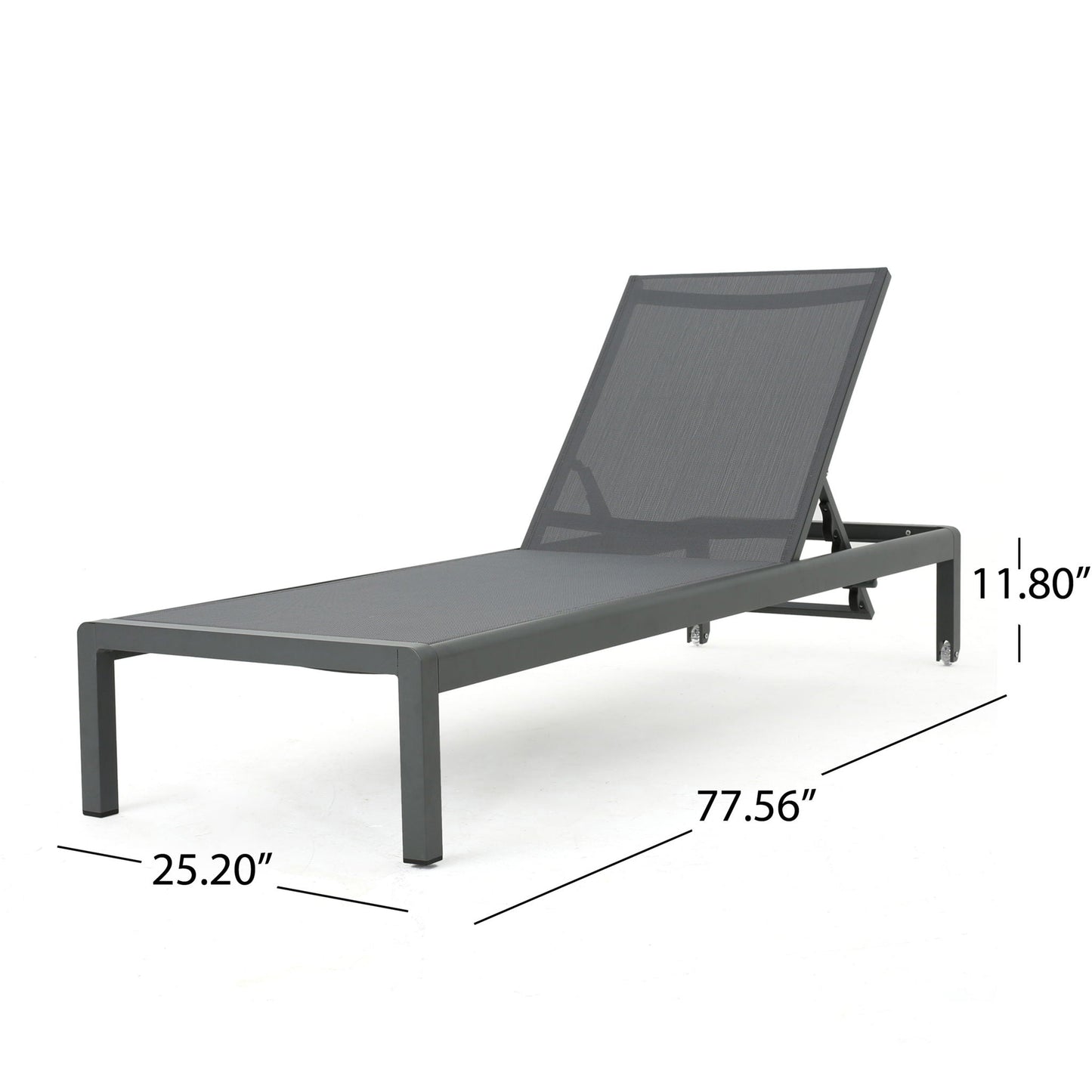 Outdoor Patio Chaise Lounge HouseOfZazla, gray mesh seat with 5 reclining positions on Tampa Home & Garden Store