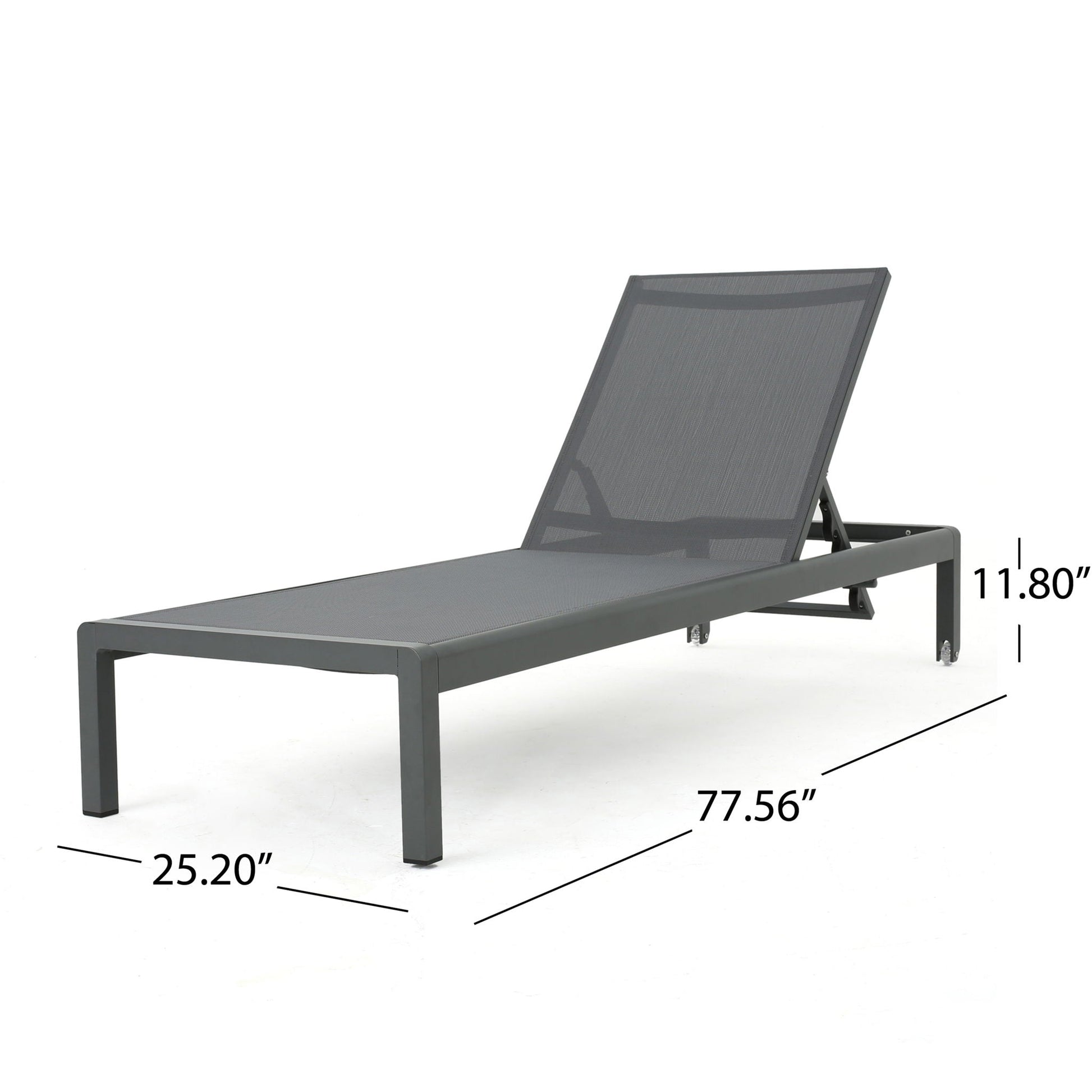 Outdoor Patio Chaise Lounge HouseOfZazla, gray mesh seat with 5 reclining positions on Tampa Home & Garden Store