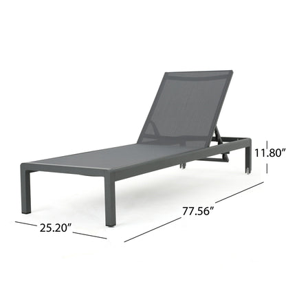 Outdoor Patio Chaise Lounge HouseOfZazla, gray mesh seat with 5 reclining positions on Tampa Home & Garden Store
