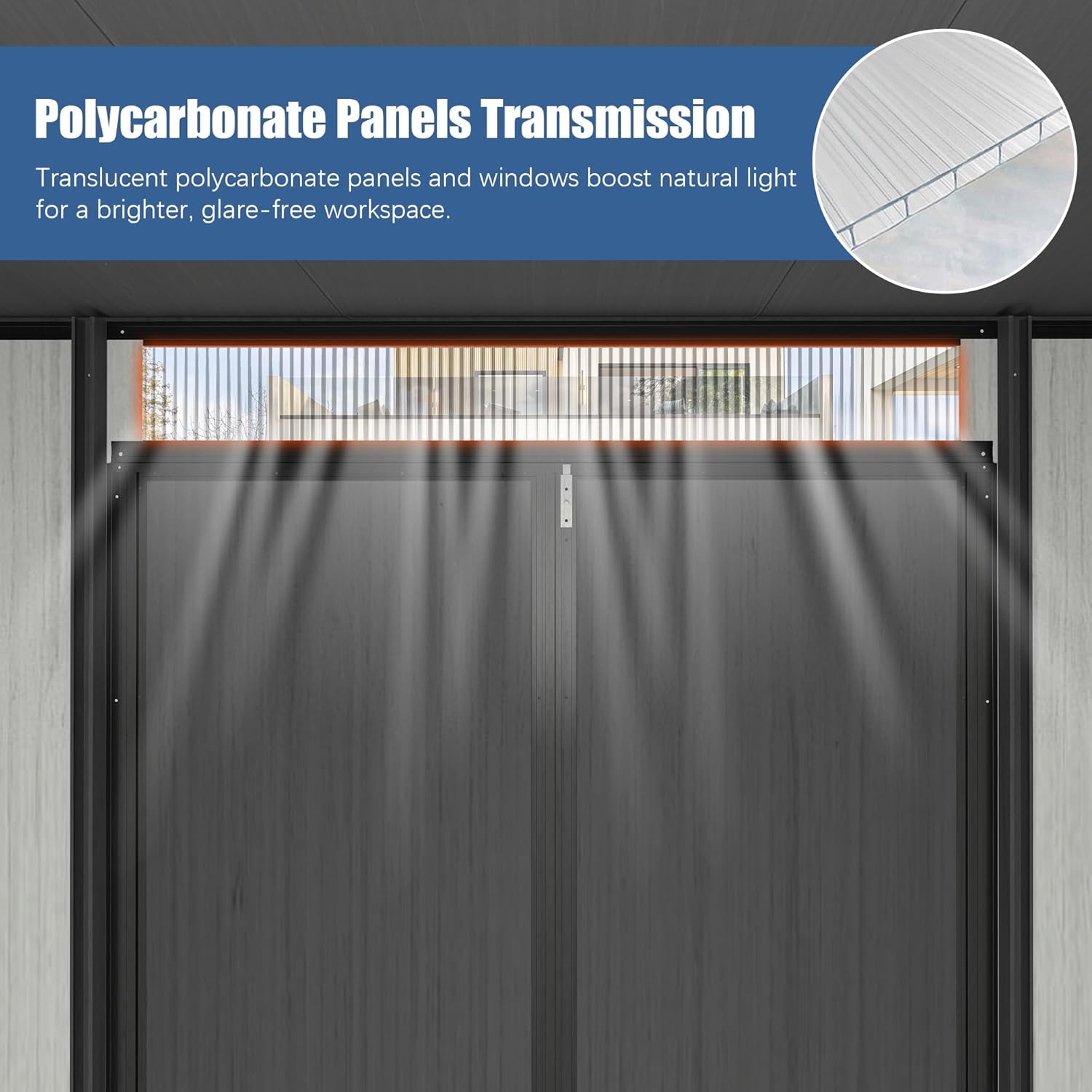 6x11FT outdoor resin storage shed HouseOfZazla dark gray double doors with center lock on Tampa Home & Garden Store