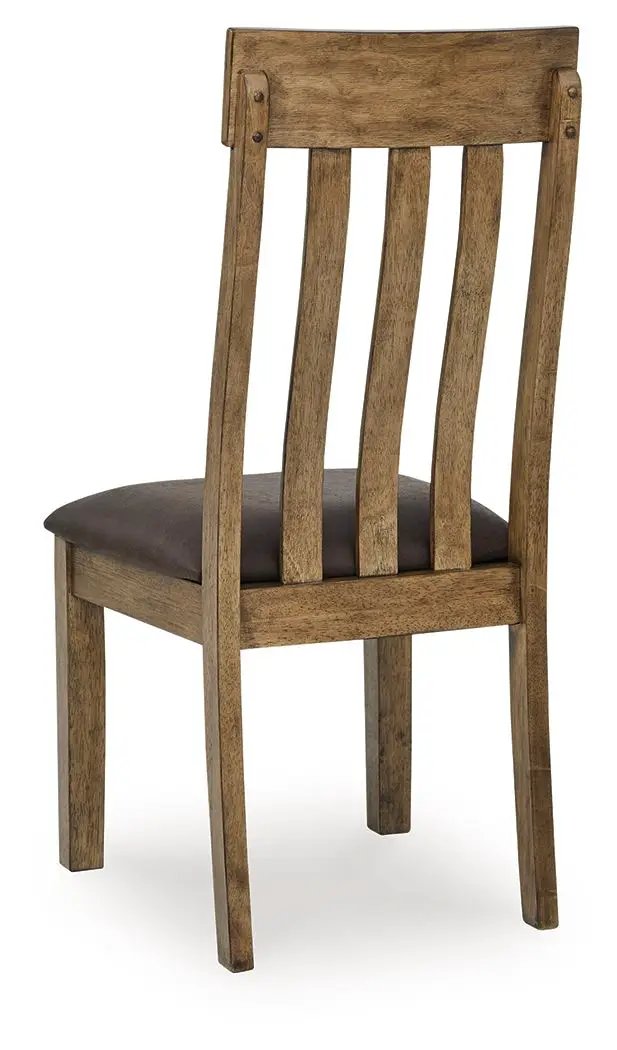 Urbinforte side chair set of 2 in light brown wood with brown padded seat on Tampa Home & Garden Store