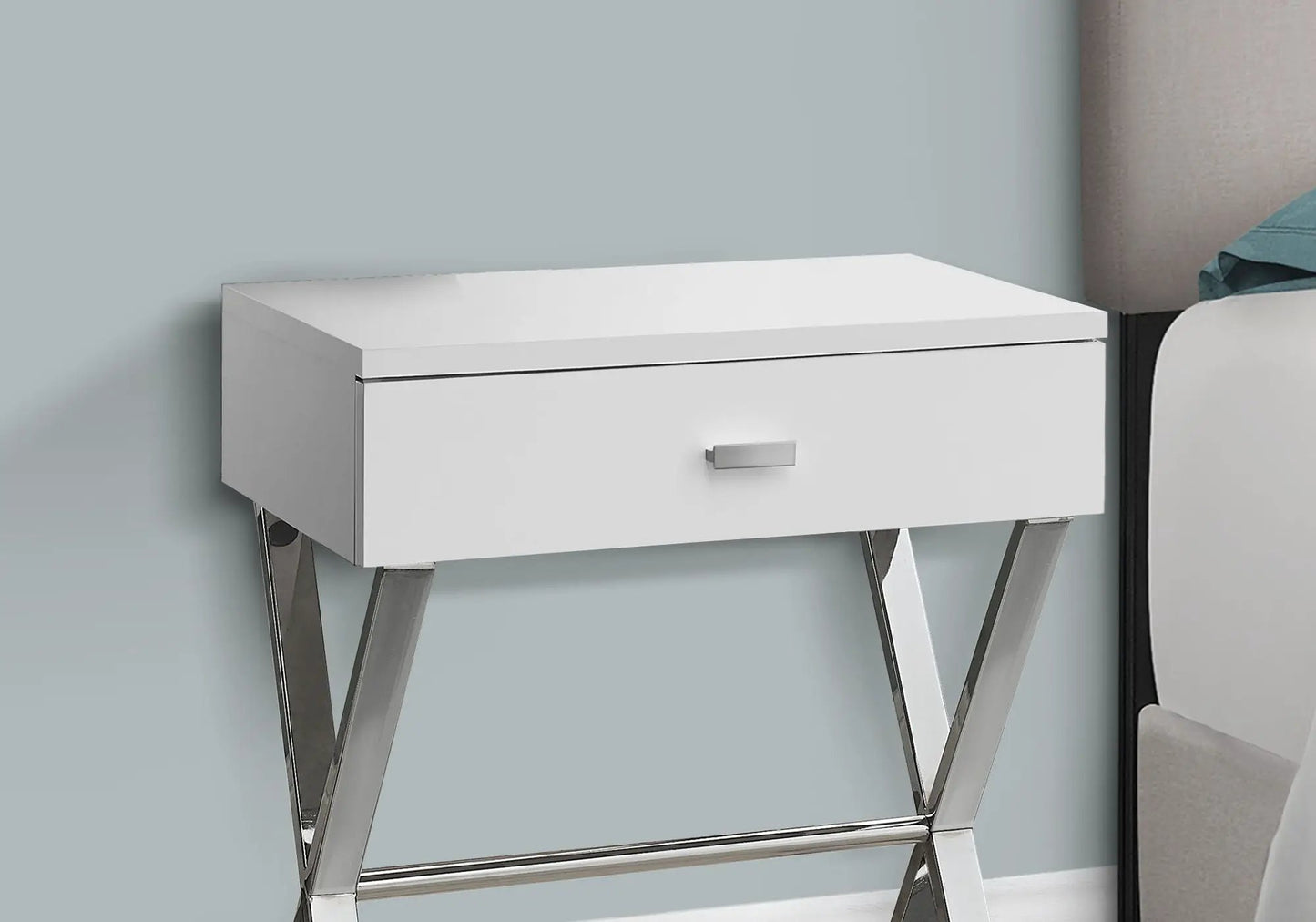 Accent Side X Table Storage Drawer Modern