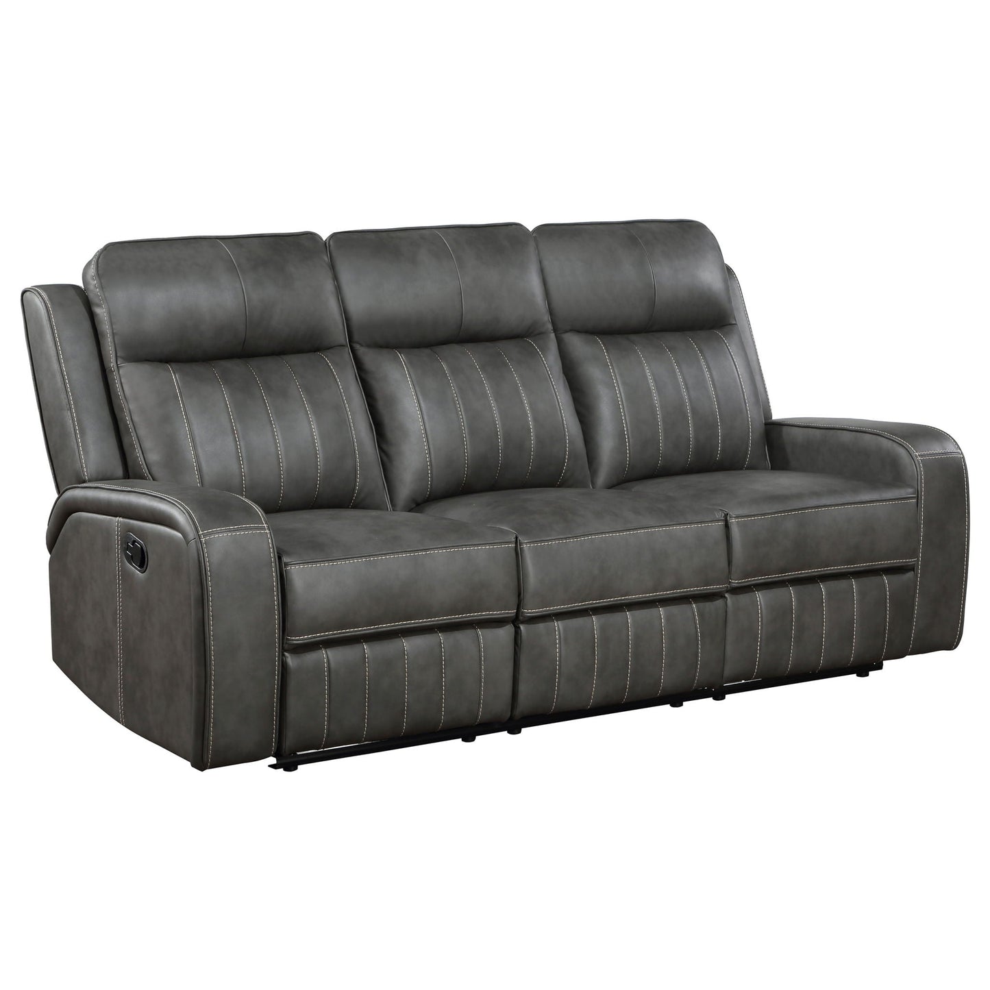 Forrest 2 Piece Motion Reclining Sofa Set gray leather look with contrast stitching HouseOfZazla on Tampa Home & Garden Store