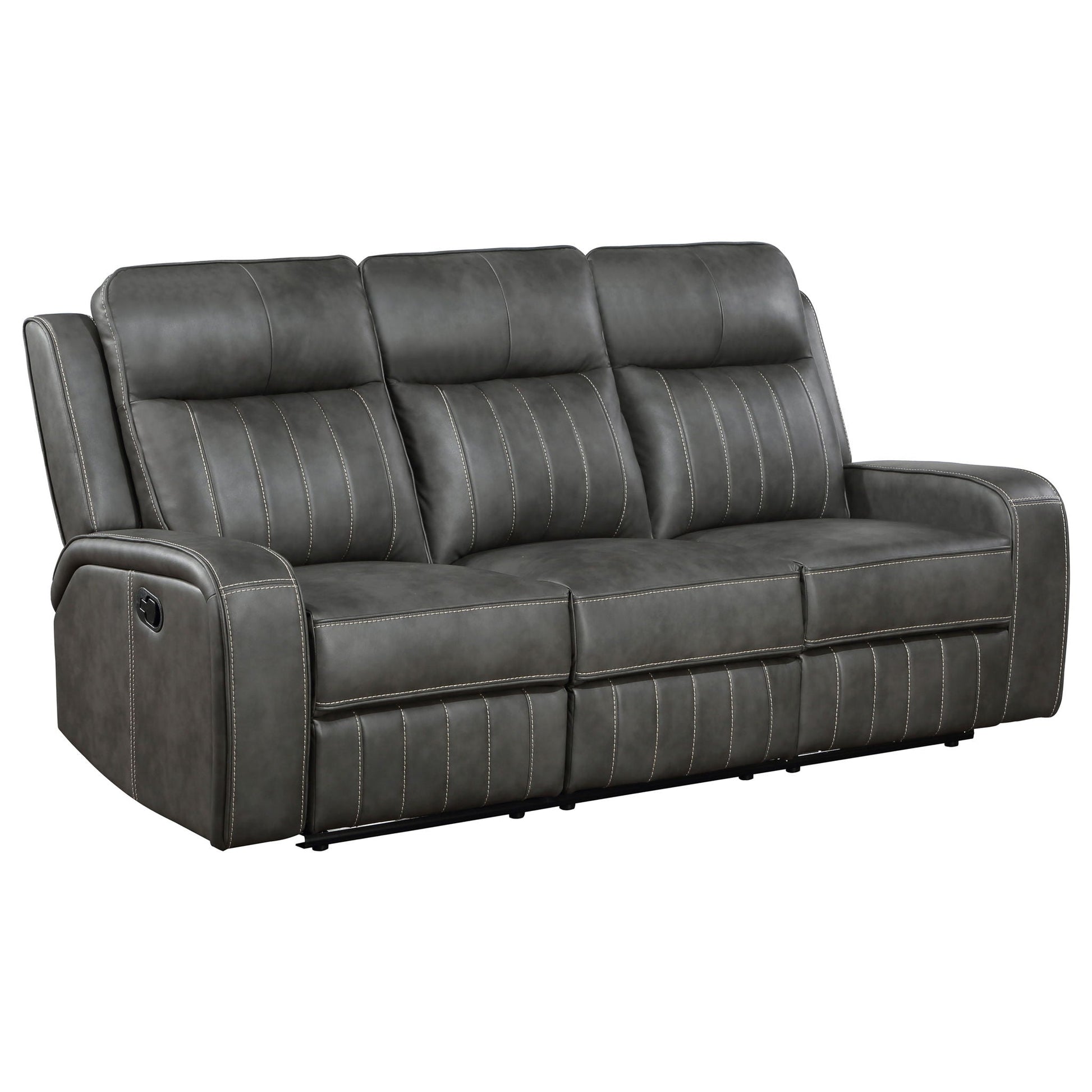Forrest 2 Piece Motion Reclining Sofa Set gray leather look with contrast stitching HouseOfZazla on Tampa Home & Garden Store