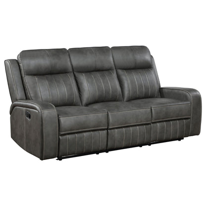 Forrest 2 Piece Motion Reclining Sofa Set gray leather look with contrast stitching HouseOfZazla on Tampa Home & Garden Store
