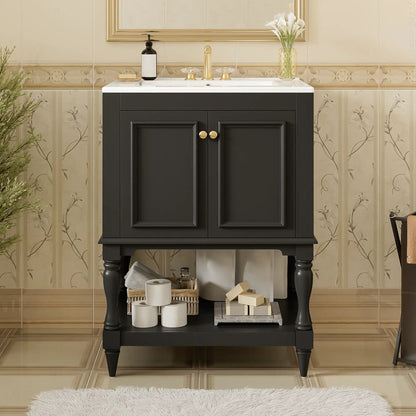 Modern Bathroom Vanity With Sink Open Shelf