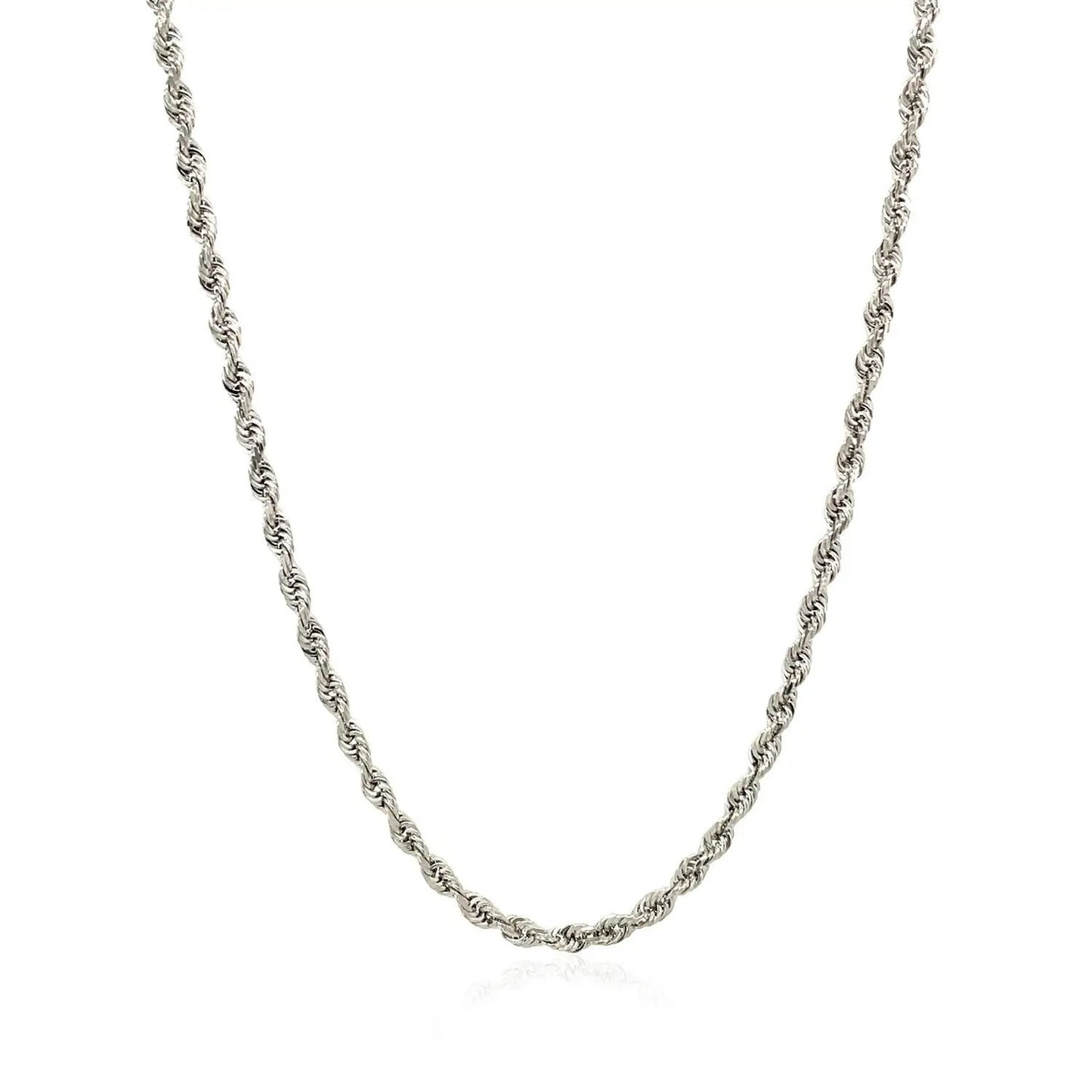 2.5mm 14k white gold solid diamond-cut rope chain necklace on Tampa Home & Garden Store