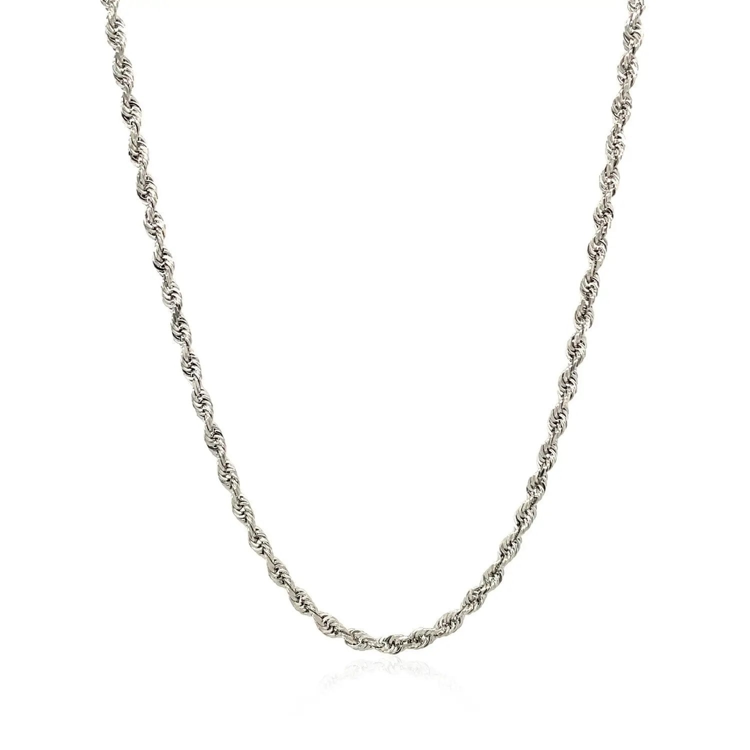 2.5mm 14k white gold solid diamond-cut rope chain necklace on Tampa Home & Garden Store