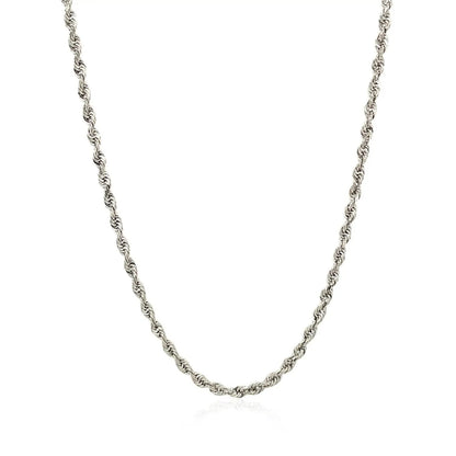 2.5mm 14k white gold solid diamond-cut rope chain necklace on Tampa Home & Garden Store