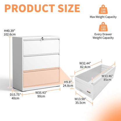 Lateral file cabinet locking heavy duty by HouseOfZazla, white metal with top lock on Tampa Home & Garden Store