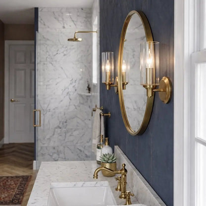 Jardin Single Wall Sconce Ribbed Glass Brass
