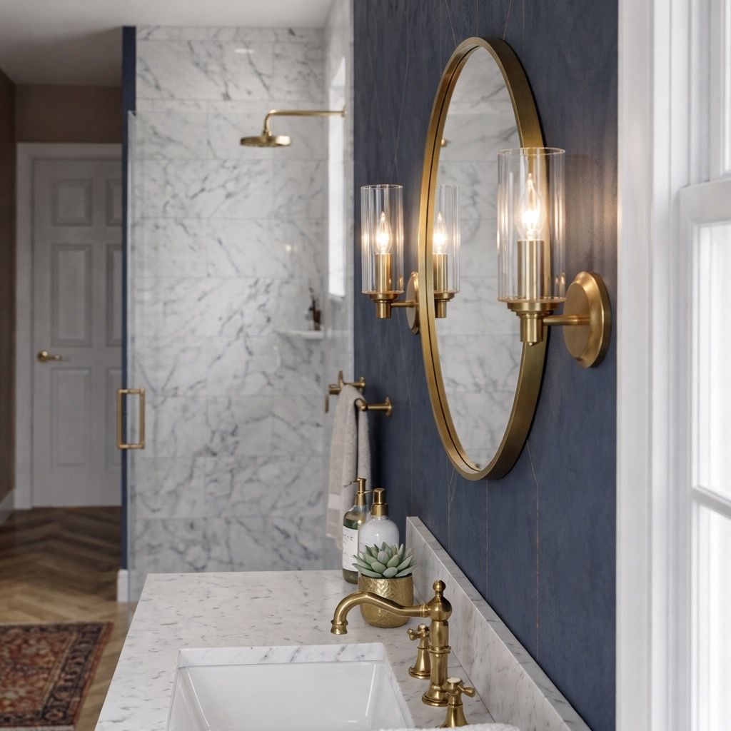 Jardin single light wall sconce with clear ribbed satin glass shades and gold finish on Tampa Home & Garden Store