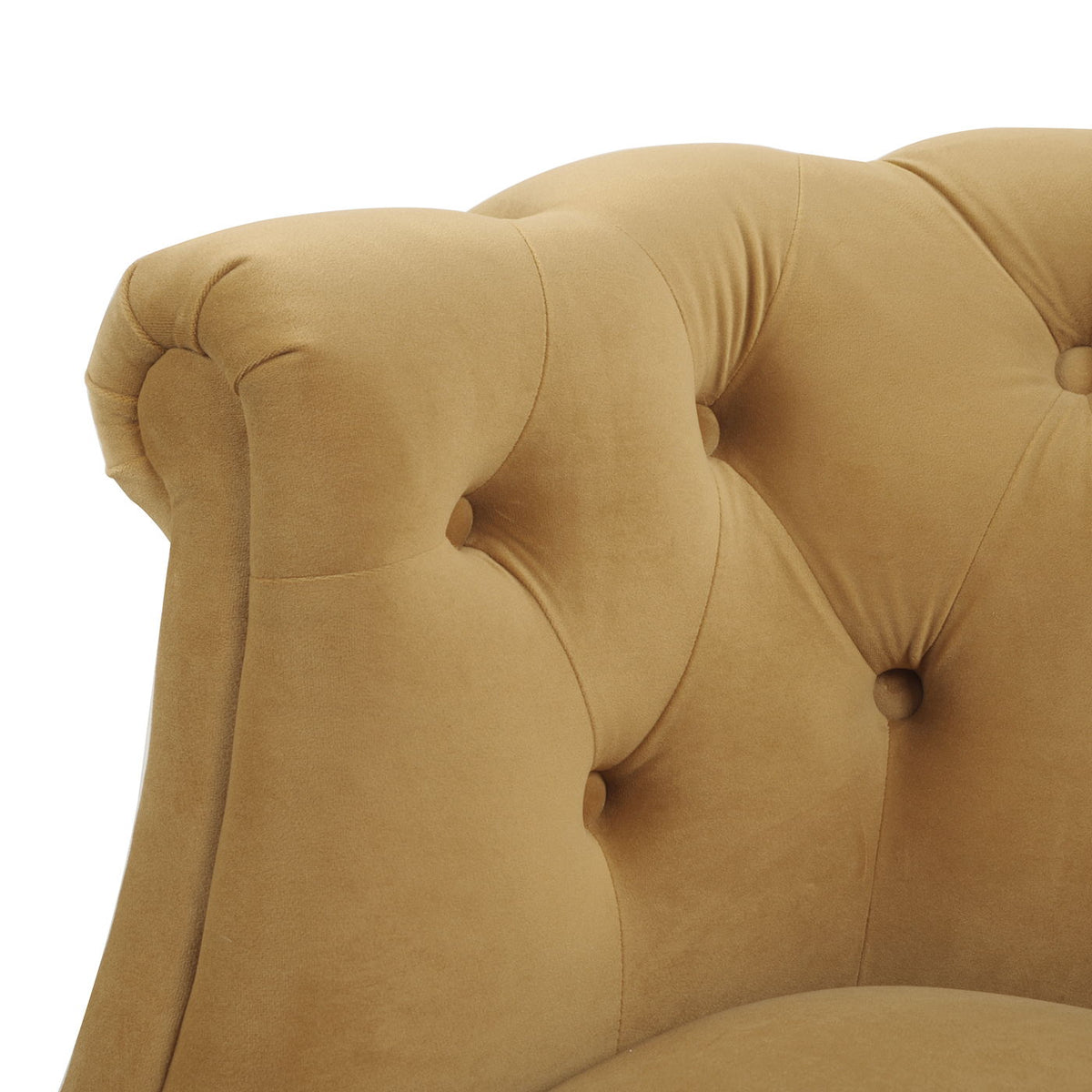 Tufted yellow velvet accent chair with barrel back by HouseOfZazla on Tampa Home & Garden Store