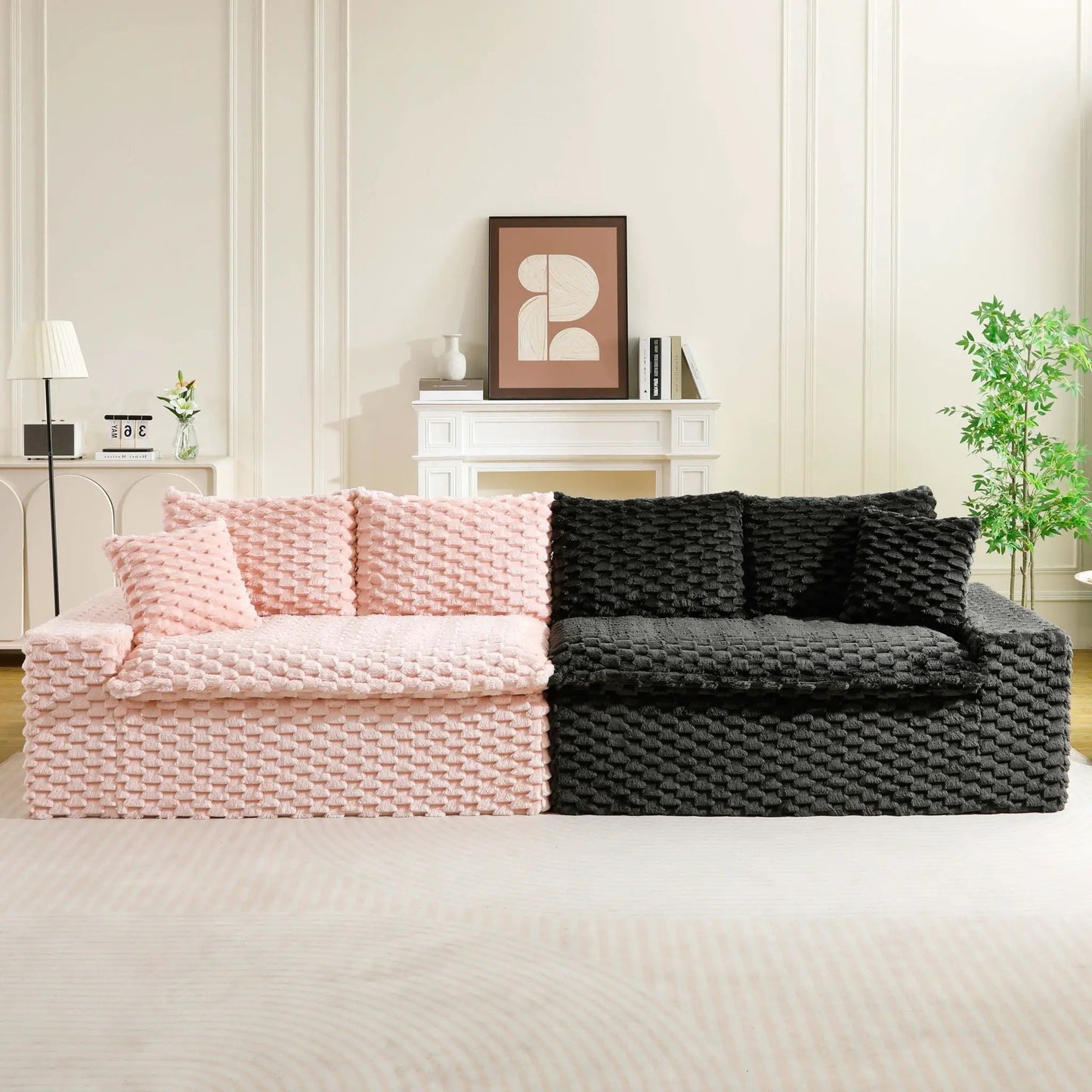 Multifunctional Sofa pink and black, stationary sofa for 4 seats by Unique Piece Furniture on Tampa Home & Garden Store
