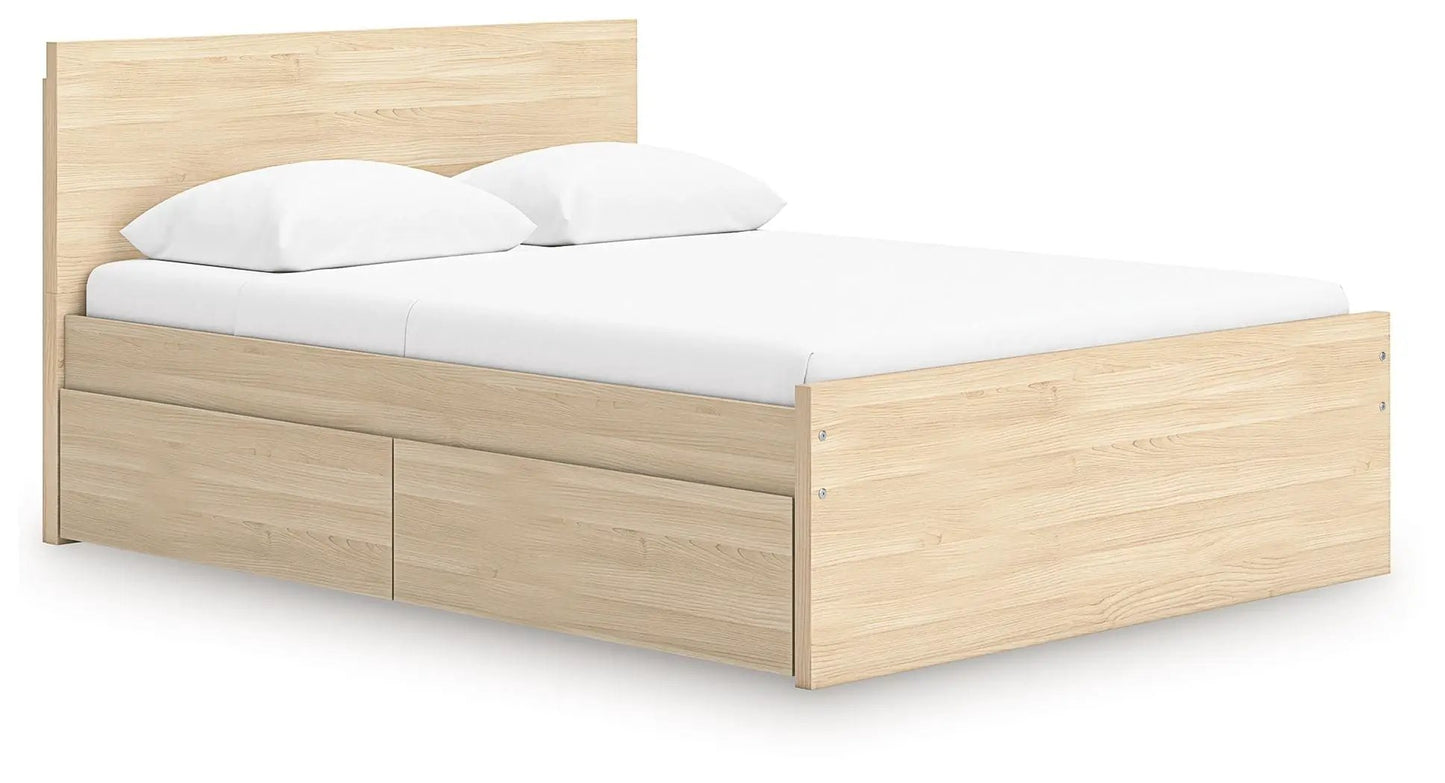 Onita panel storage bed in light oak with integrated storage drawers by Unique Piece Furniture on Tampa Home & Garden Store