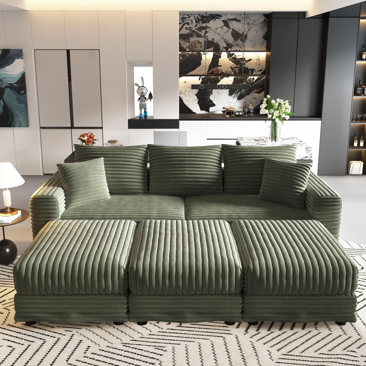 Convertible Sofa With Deep Seat and Pillows