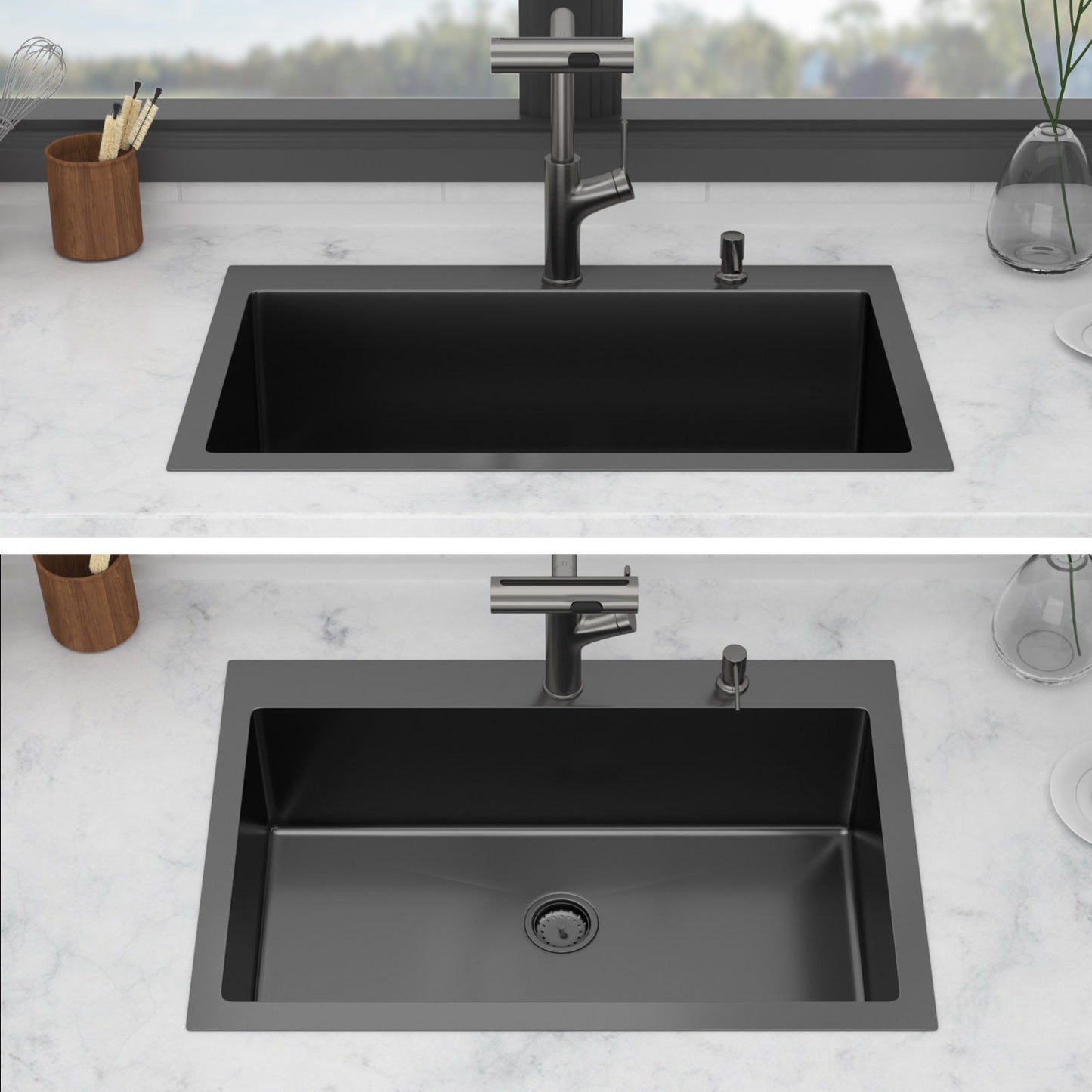 Stainless Steel Kitchen Sink with Pull Faucet