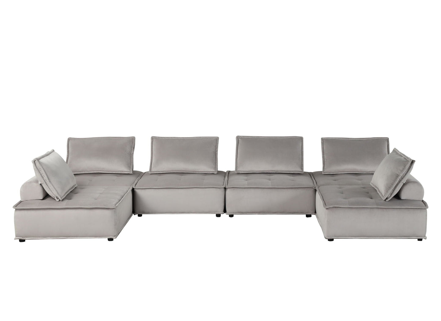 Anna Stylish Sectional Sofa Ottoman, grey fabric upholstery, modular seating with plush cushions on Tampa Home & Garden Store