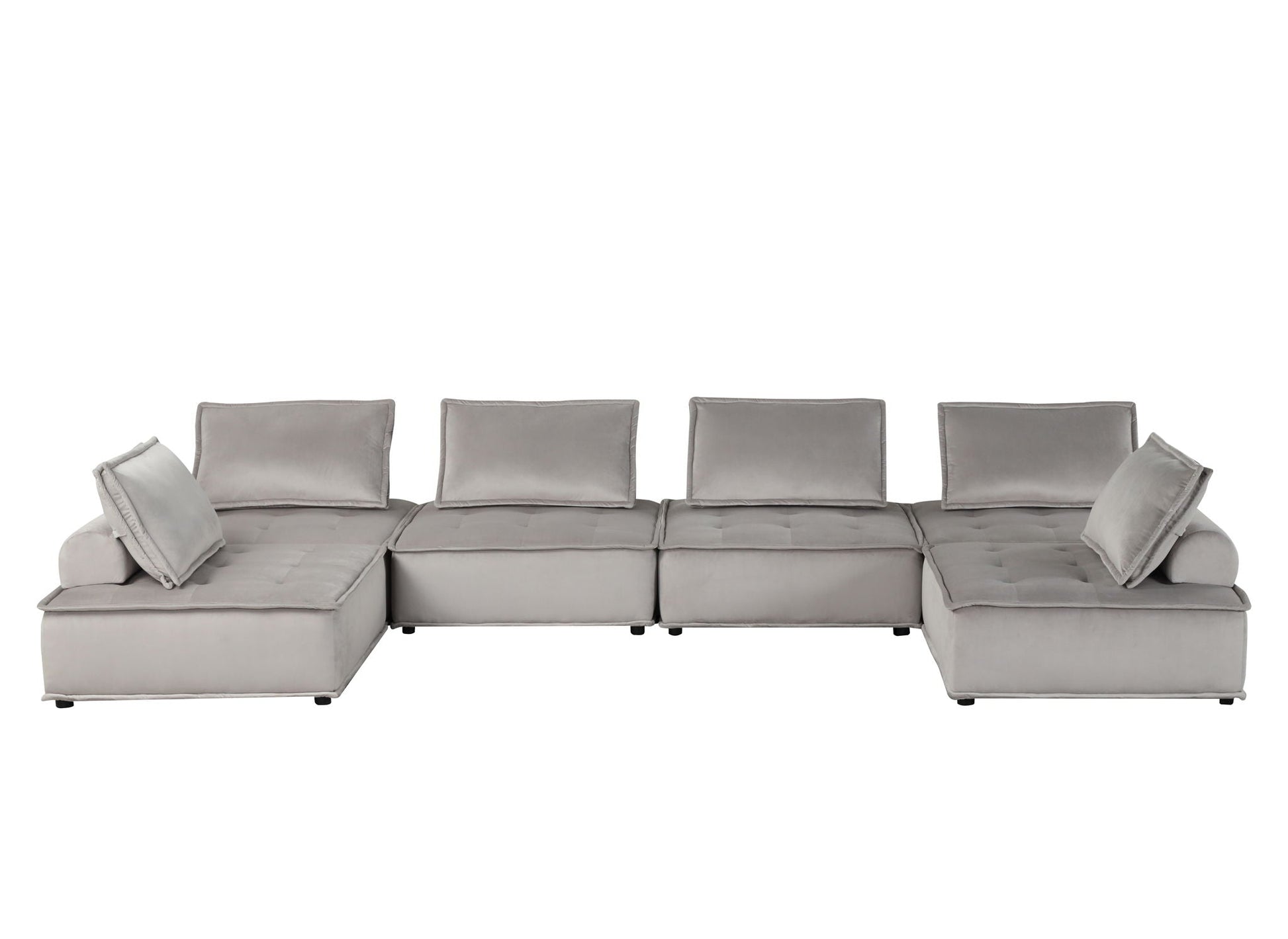 Anna Stylish Sectional Sofa Ottoman, grey fabric upholstery, modular seating with plush cushions on Tampa Home & Garden Store