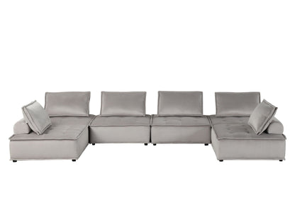 Anna Stylish Sectional Sofa Ottoman, grey fabric upholstery, modular seating with plush cushions on Tampa Home & Garden Store
