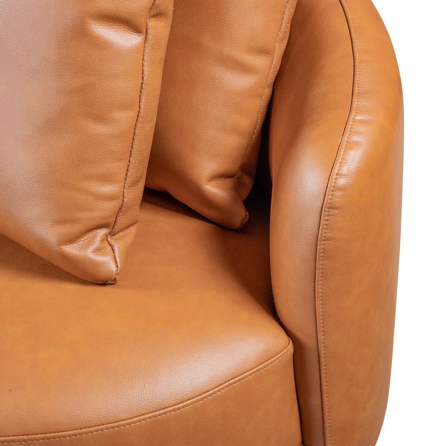 Dylan - Modern French Boucle Sofa tan leather upholstery close-up by Unique Piece Furniture on Tampa Home & Garden Store
