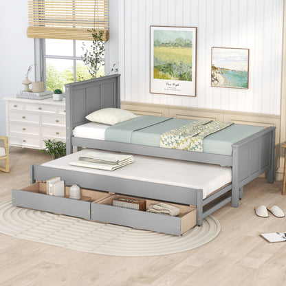 Platform bed with trundle and drawers in grey wood by HouseOfZazla on Tampa Home & Garden Store
