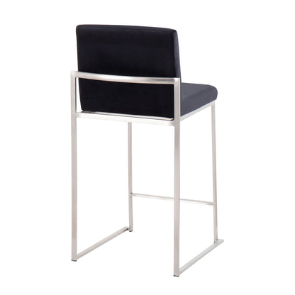Contemporary high back counter stool with padded back in black faux leather and chrome on Tampa Home & Garden Store