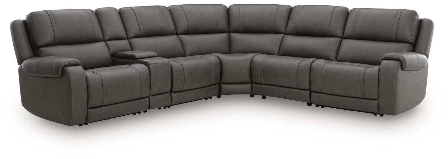 5Z Pittson power reclining sectional in gray leather by Unique Piece Furniture on Tampa Home & Garden Store
