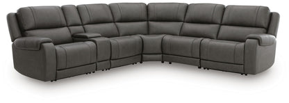 5Z Pittson power reclining sectional in gray leather by Unique Piece Furniture on Tampa Home & Garden Store
