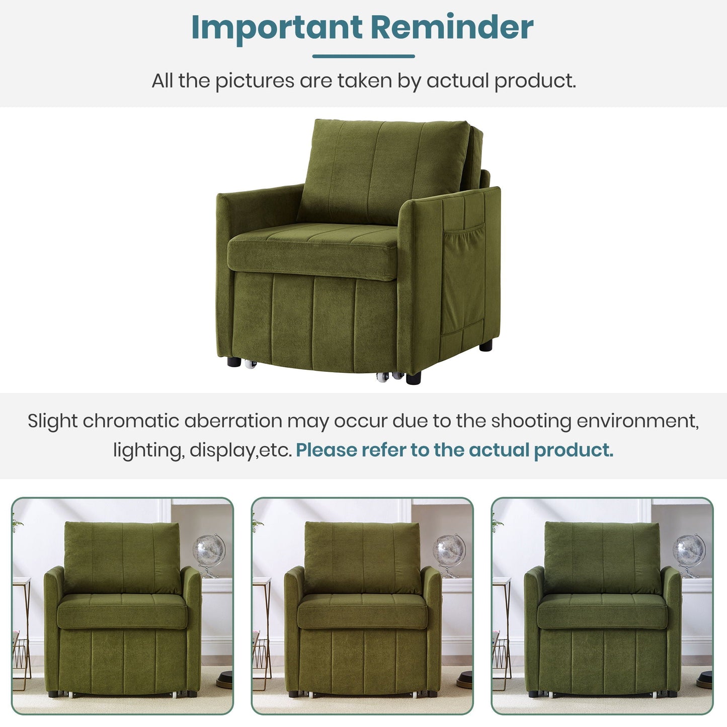 Convertible Sleeper Sofa and Storage Pockets