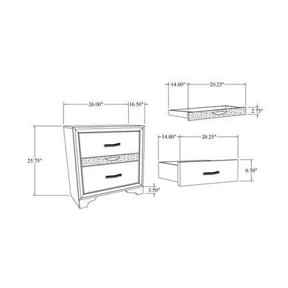 Ryder Sparkle Nightstand Gray With Three Drawers