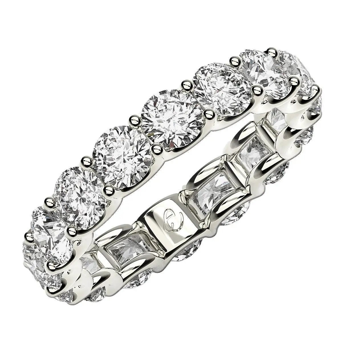 Round cut lab-grown diamond eternity ring in 14k white gold, 4 cttw FG/VS2, Bids.com on Tampa Home & Garden Store