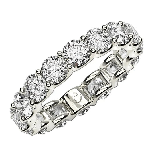 Round cut lab-grown diamond eternity ring in 14k white gold, 4 cttw FG/VS2, Bids.com on Tampa Home & Garden Store