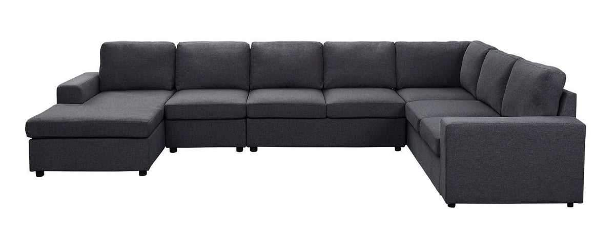 Hayden 7-seat reversible modular sectional sofa chaise, charcoal gray fabric, HouseOfZazla on Tampa Home & Garden Store