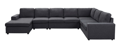 Hayden 7-seat reversible modular sectional sofa chaise, charcoal gray fabric, HouseOfZazla on Tampa Home & Garden Store
