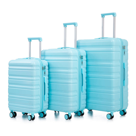 HIFINE Tourist 3-Piece ABS spinner luggage set blue; 3 rolling suitcases HouseOfZazla on Tampa Home & Garden Store