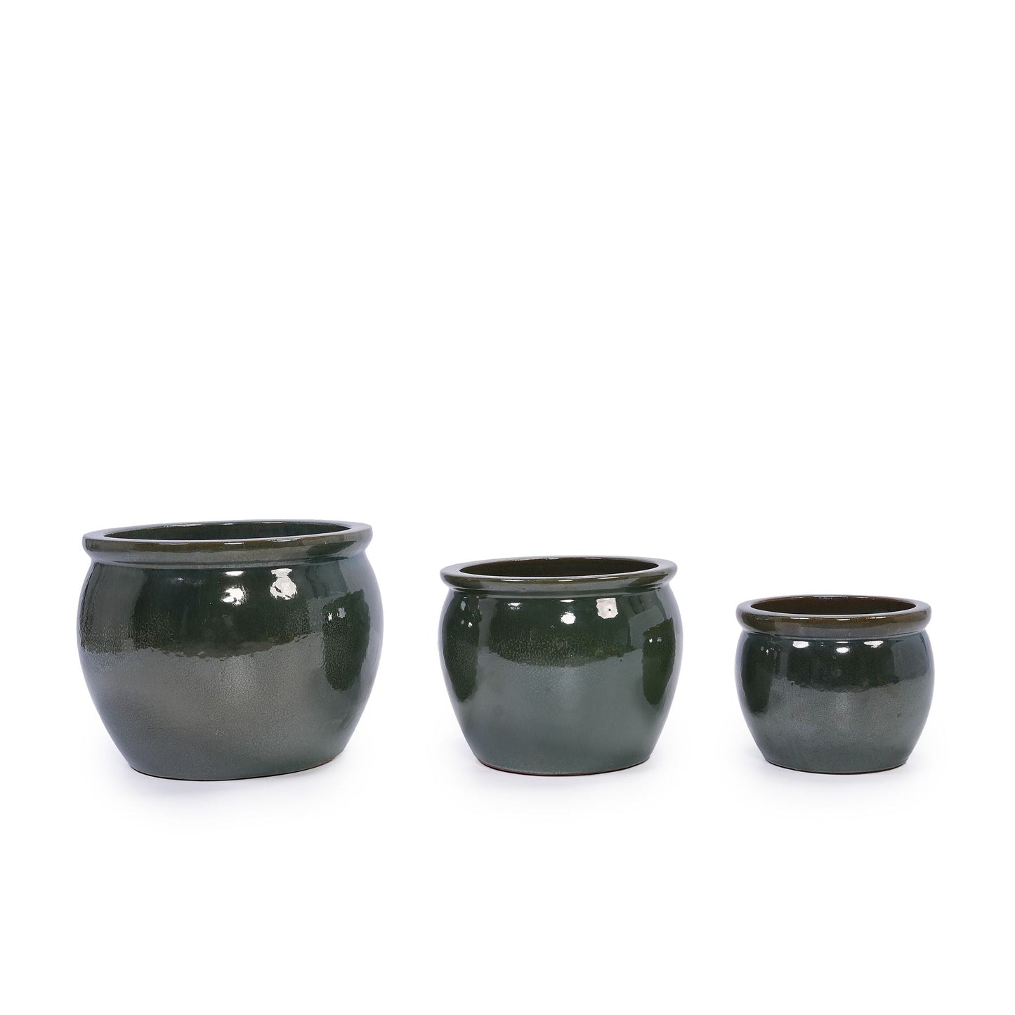 3-piece ceramic flowerpot planter set in dark glaze for patio, garden or windowsill on Tampa Home & Garden Store