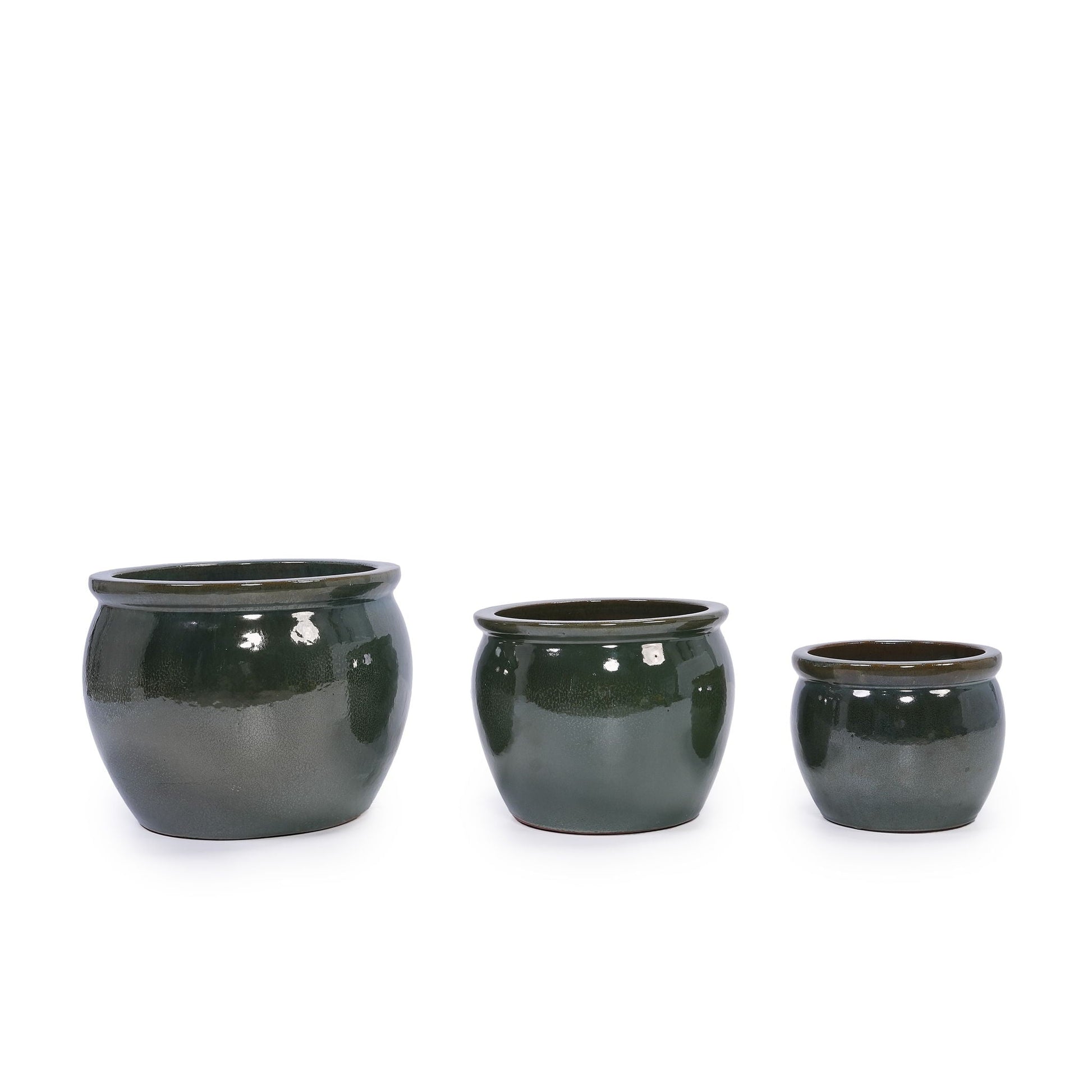 3-piece ceramic flowerpot planter set in dark glaze for patio, garden or windowsill on Tampa Home & Garden Store