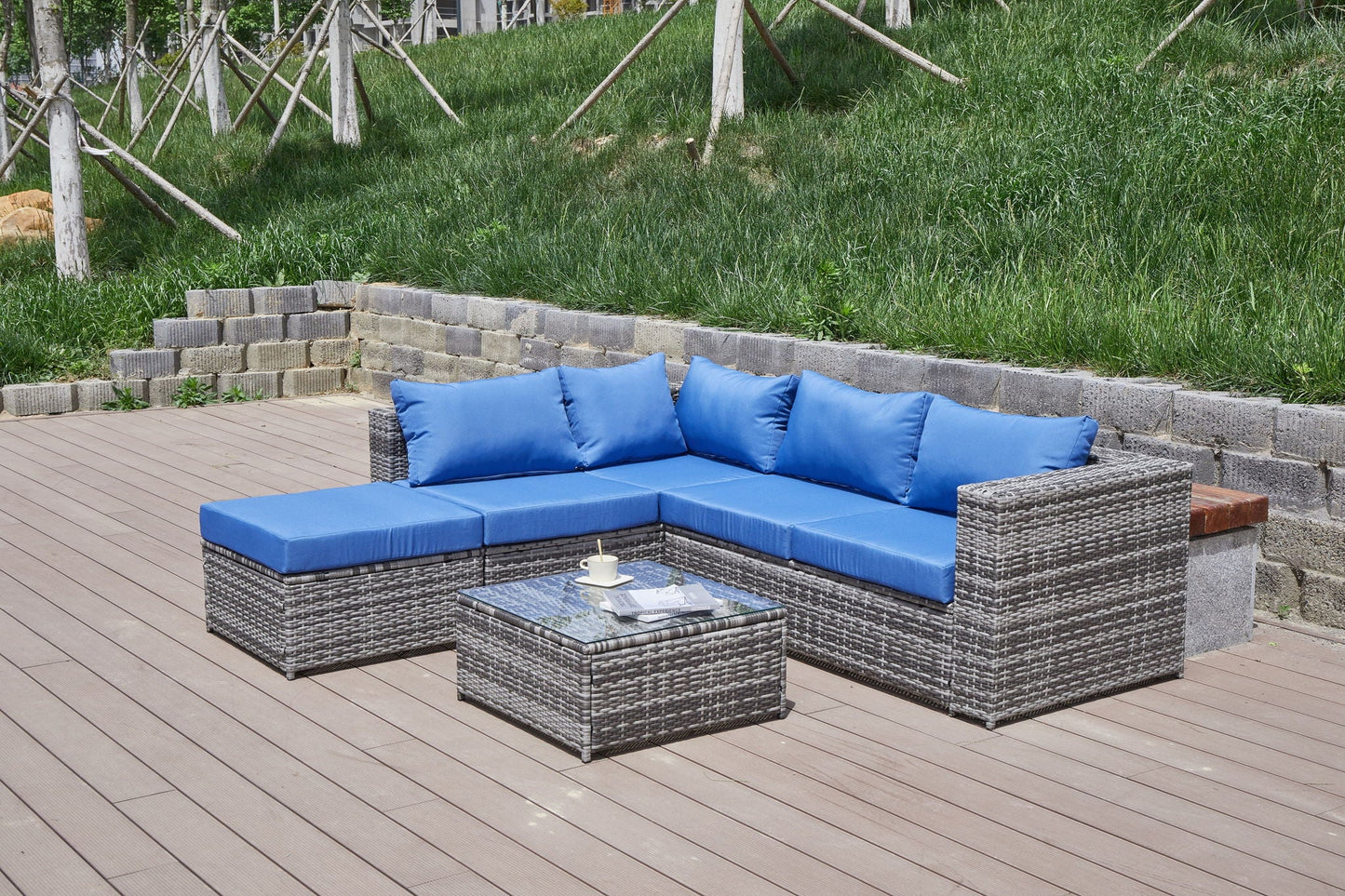 Stylish Outdoor Patio Sofa and Thick Cushion Set