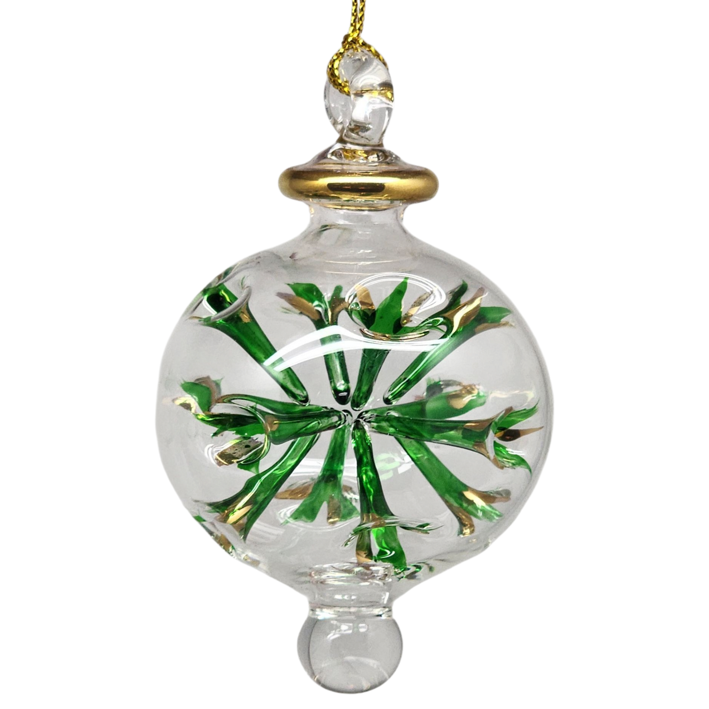 Adorno de estrella perforada de vidrio soplado - Verde