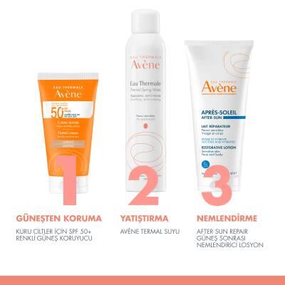 Avène sunscreen trio: orange SPF50+ tube, white Eau Thermale bottle, Après-Soleil lotion on Tampa Home & Garden Store