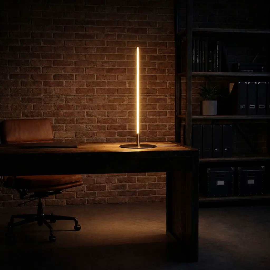 Dimond LED table lamp black/gold with on/off switch on round base on a wooden desk on Tampa Home & Garden Store