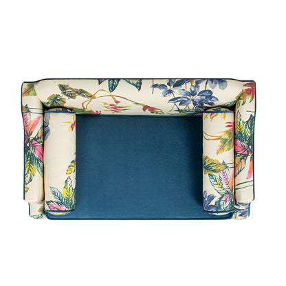 Paloma 35.5in Dog Sofa Bed, Medium by HouseOfZazla - tropical floral print with navy blue base on Tampa Home & Garden Store