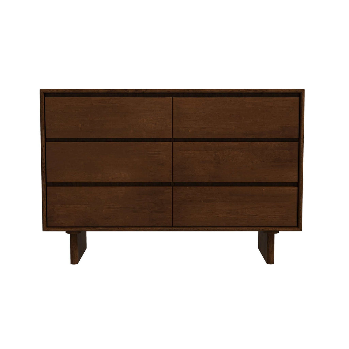 Brown mid-century six-drawer dresser in solid wood on Tampa Home & Garden Store