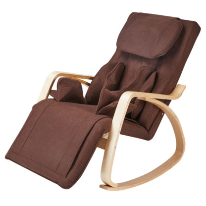Reclining chair with full massage in brown cotton fabric and light wood frame on Tampa Home & Garden Store