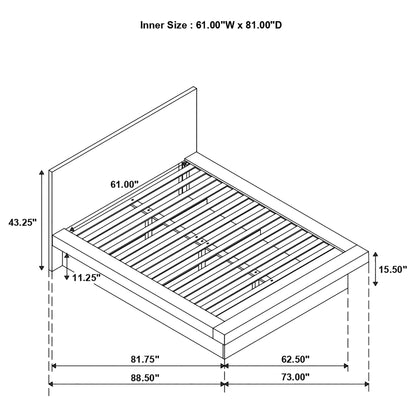 Tokyo LED Panel Bed with Structured Headboard by HouseOfZazla; panel bed inner 61W x 81D on Tampa Home & Garden Store