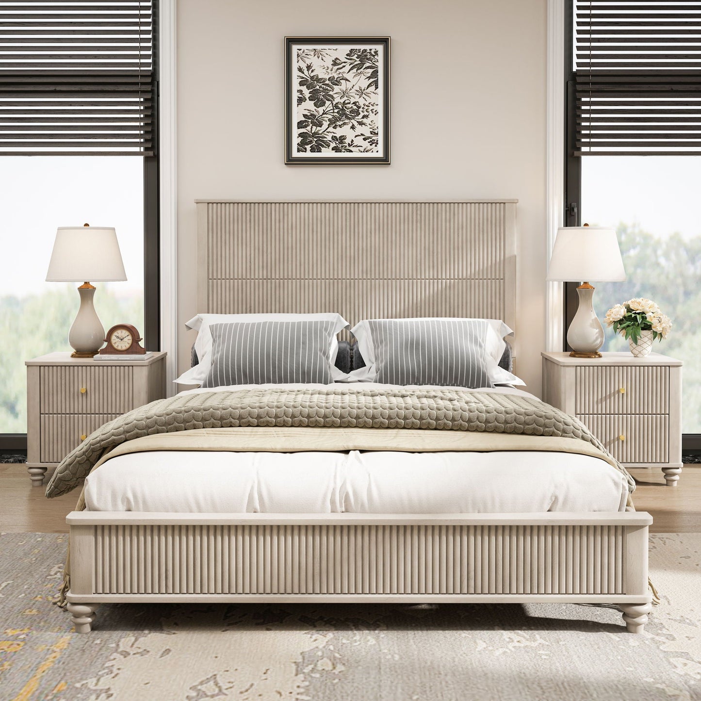 Solid Wood Platform Bed and the Tall Headboard