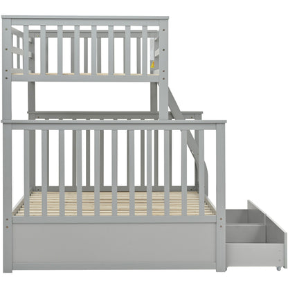 Bunk bed with ladder and safety guard rails by HouseOfZazla in gray finish on Tampa Home & Garden Store